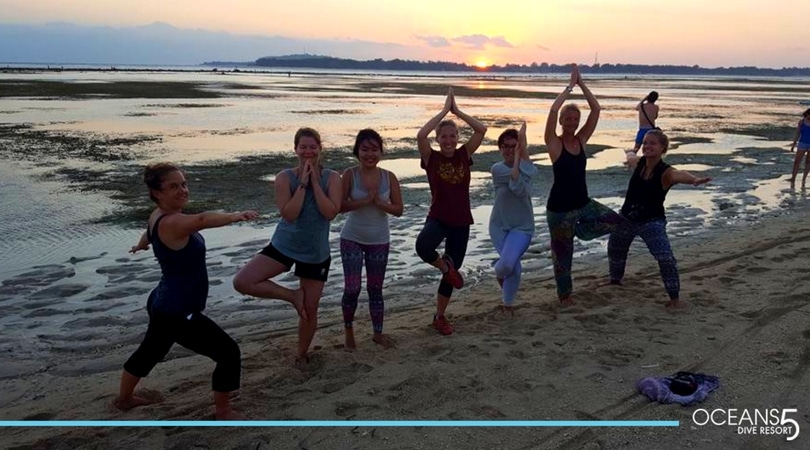Yoga on the beach in Gili Air