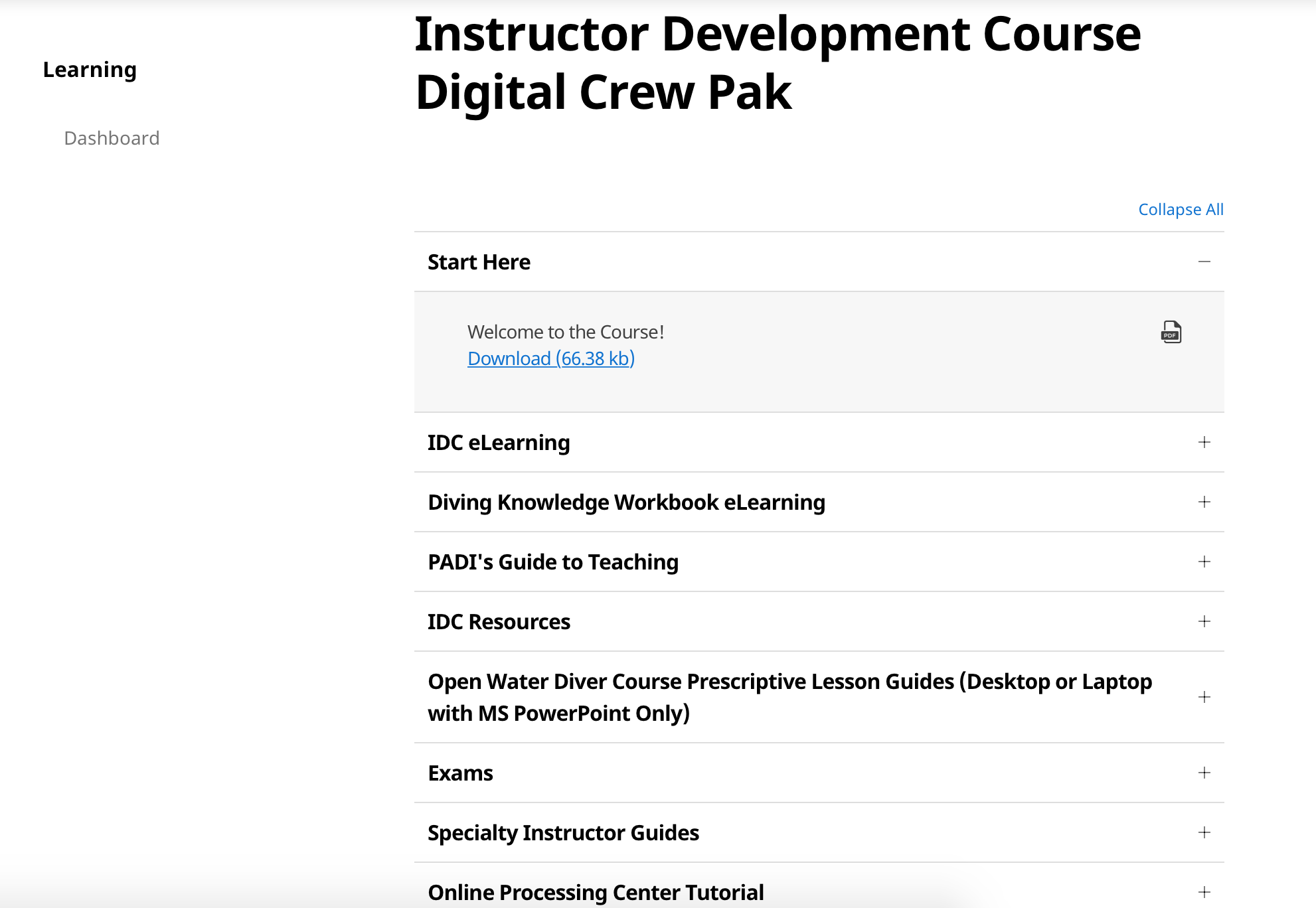 PADI Instructor Development Course Digital Crewpack